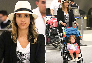 Jessica Alba é fotografada sem maquiagem após aula de ioga em Los Angeles