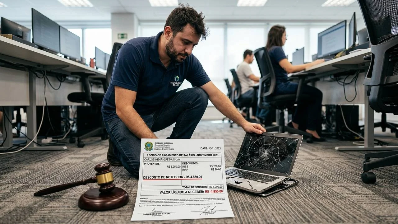 Justiça anula desconto salarial por queda de notebook