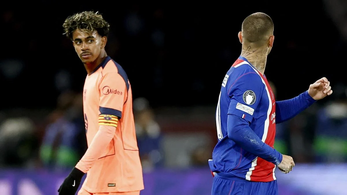 Lamine Yamal vive noite irregular em derrota do Barcelona para o PSG