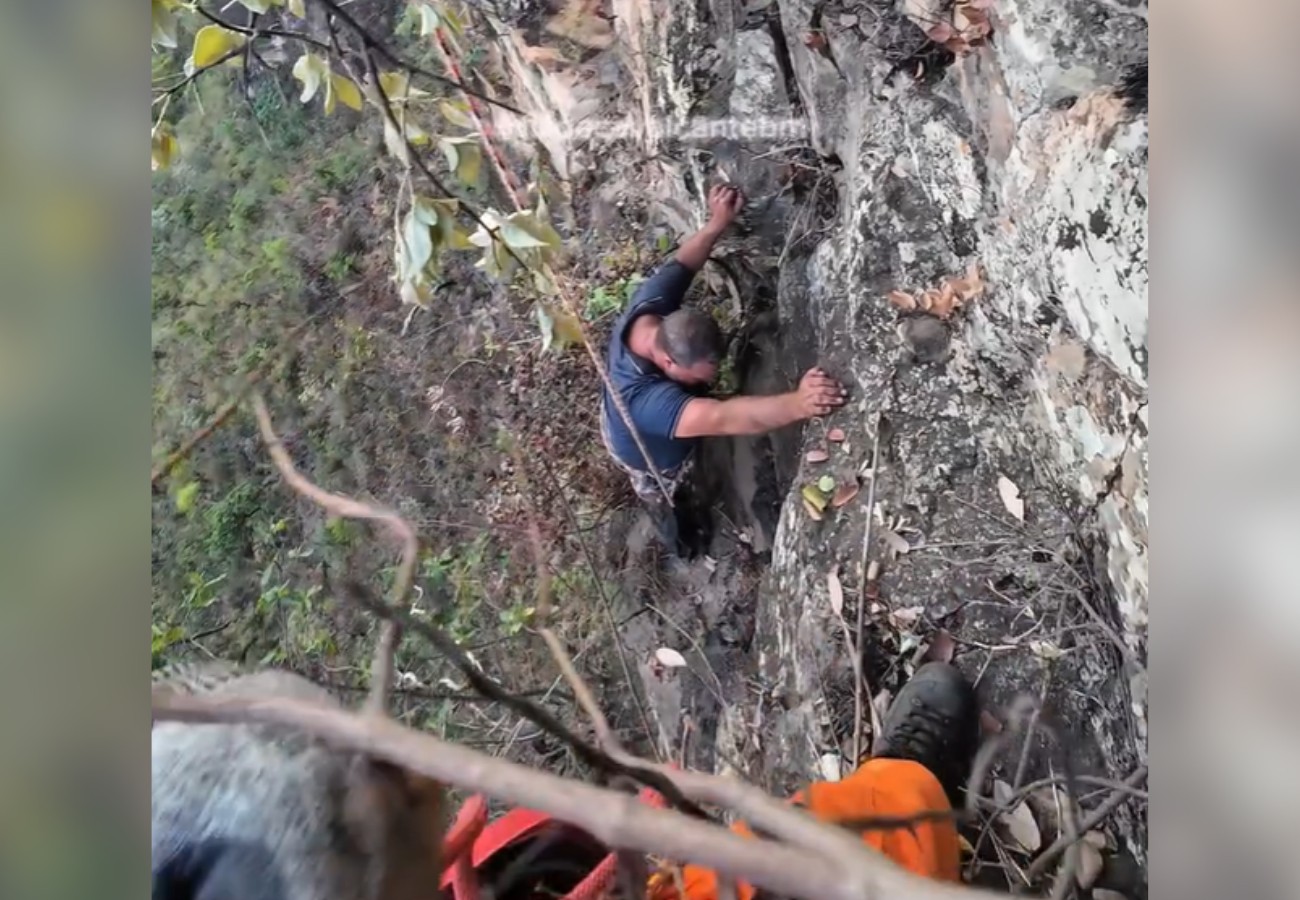 Turista fica preso por 16 horas em penhasco no Tocantins após tirar selfie