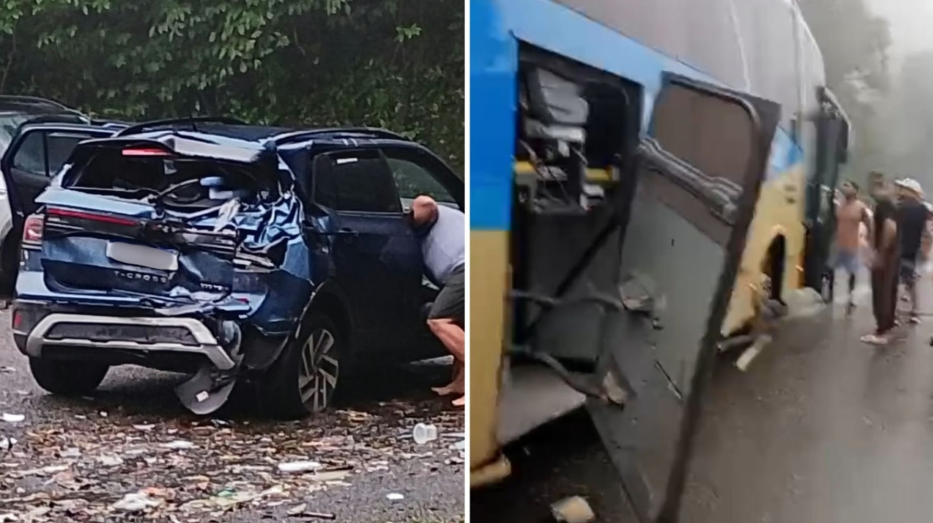 Engavetamento na Rodovia Anchieta deixa feridos e causa lentidão